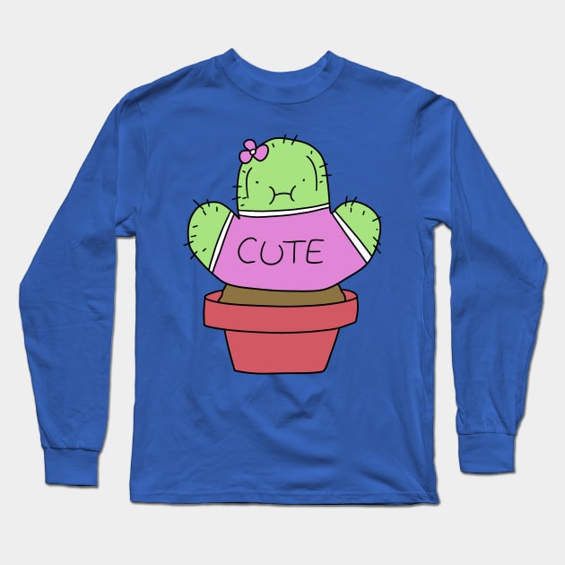 Cactus Wearing Cute Shirt Long Sleeve T-Shirt by saradaboru